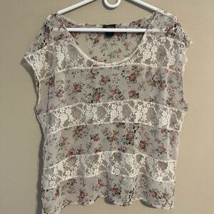 Rue21 Floral Lace Blouse - Pink and White